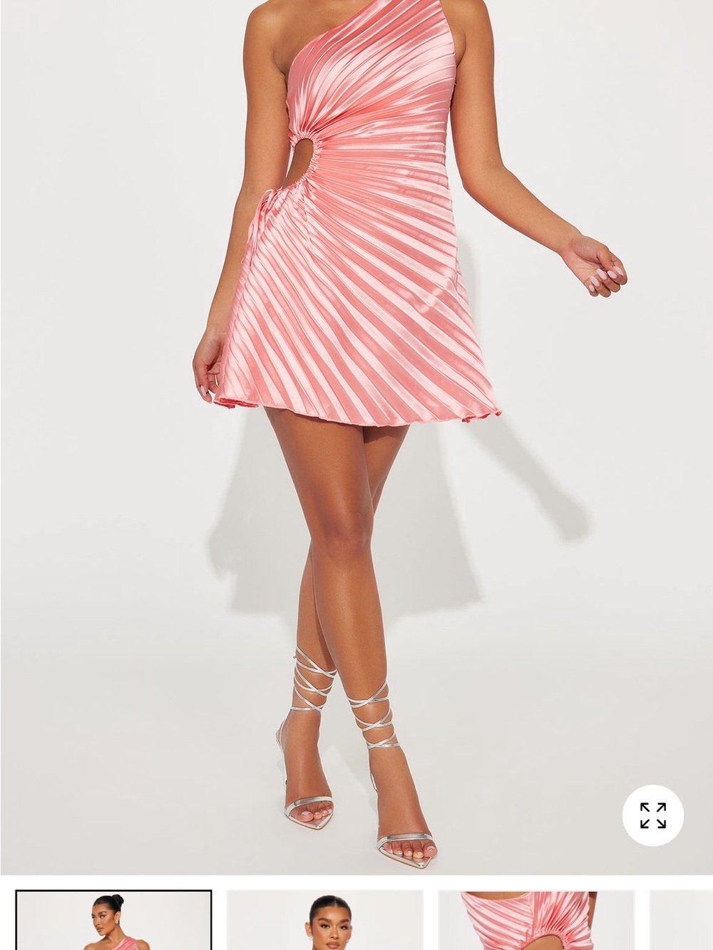 Fashion Nova Elettra Pleated Mini Dress Coral